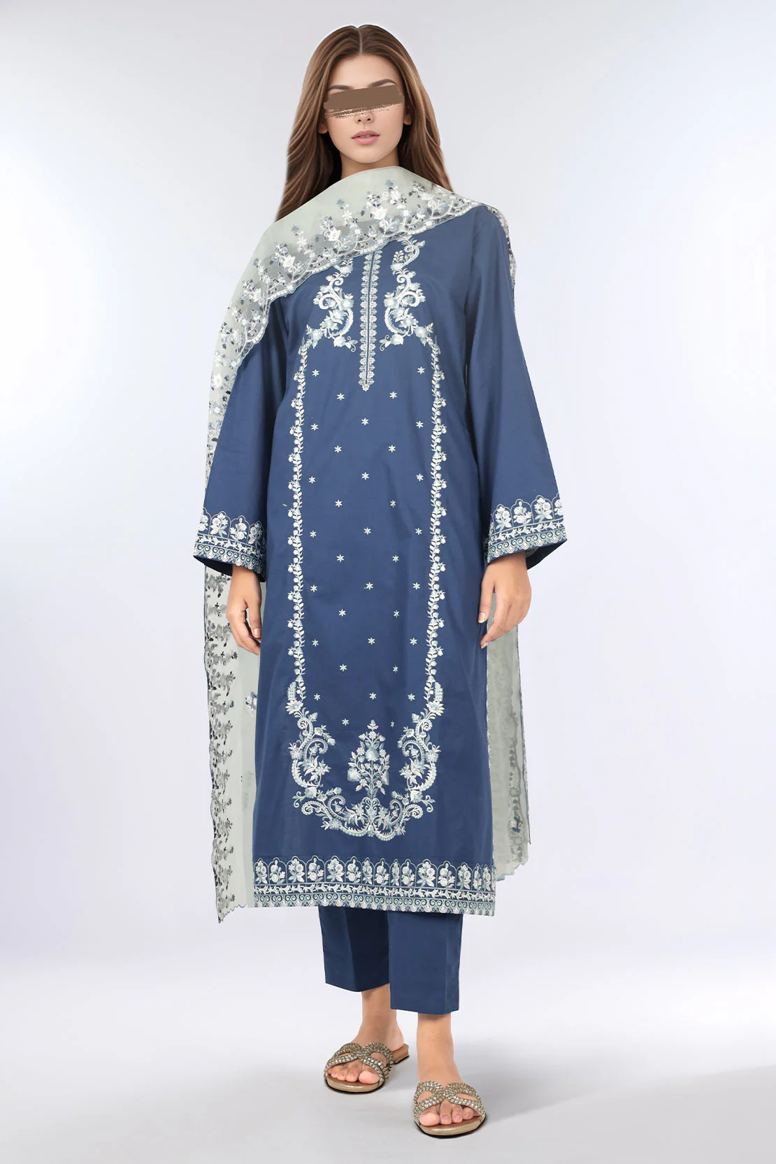 Luxury Pret Cotton Embroidered Stitched 3 Piece - Image 2