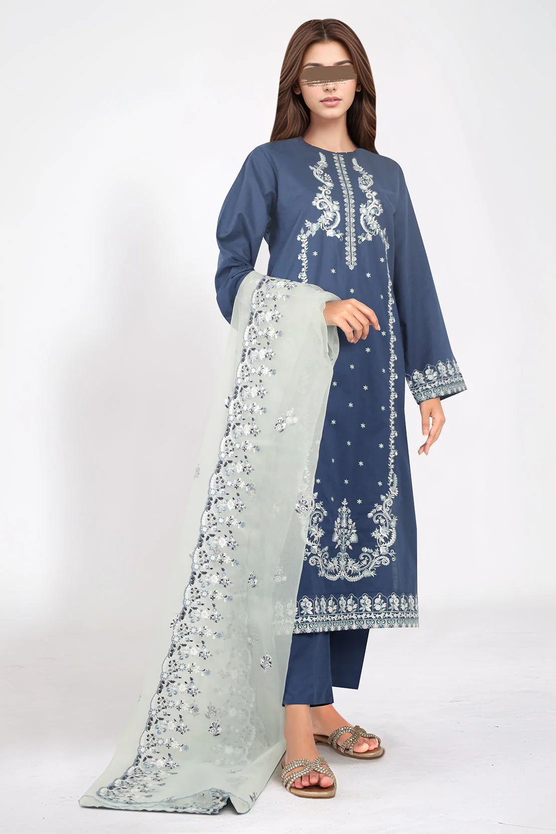 Luxury Pret Cotton Embroidered Stitched 3 Piece - Image 3
