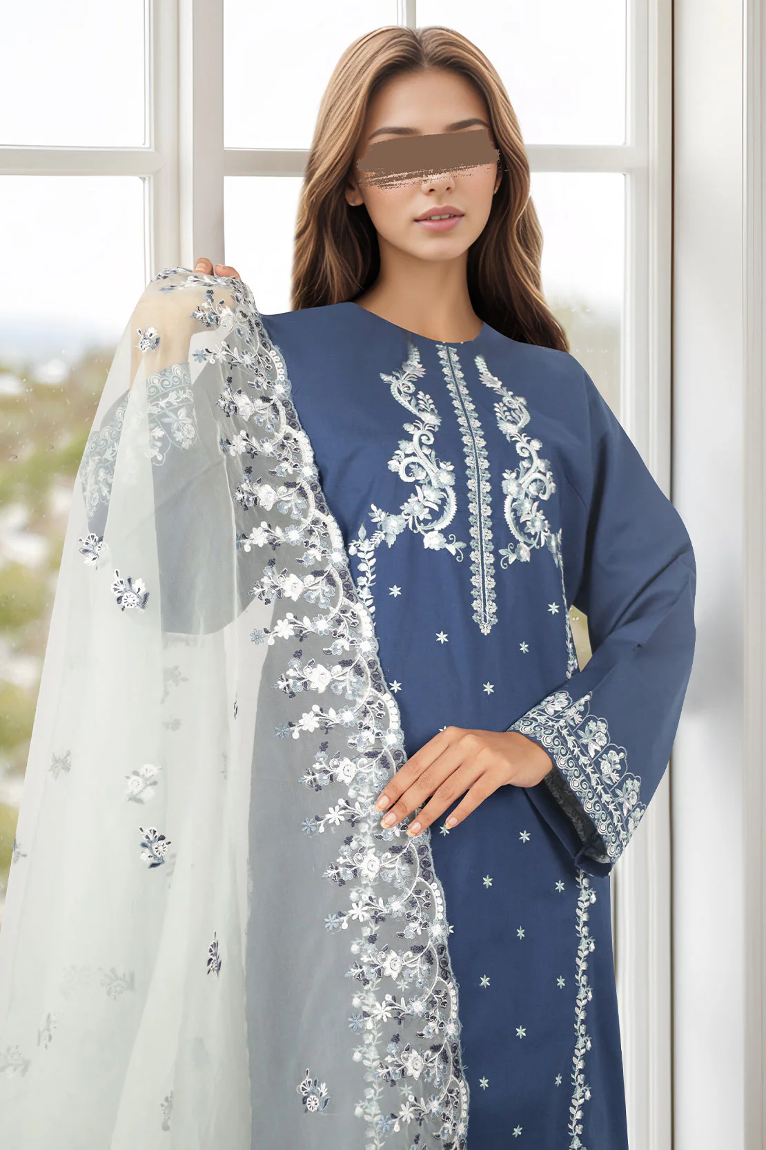 Luxury Pret Cotton Embroidered Stitched 3 Piece - Image 4