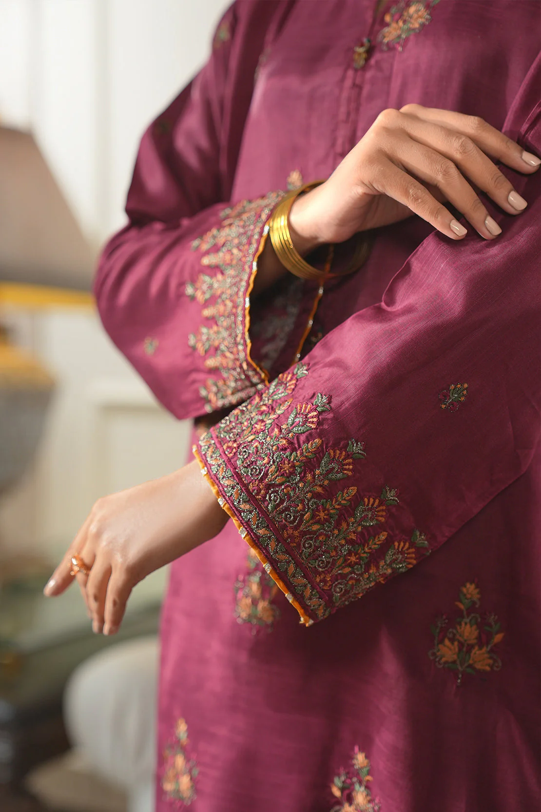 Luxury Pret Cotton Embroidered Stitched Shirt Trouser - Image 8