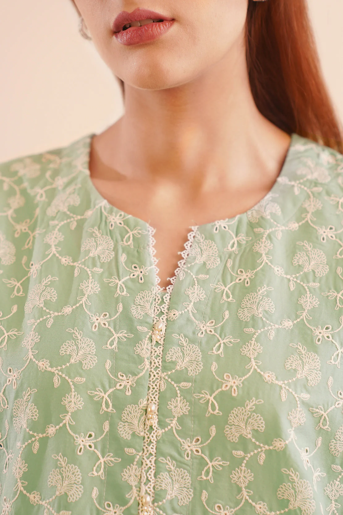 Luxury Pret Cotton Embroidered Stitched Shirt Trouser - Image 5