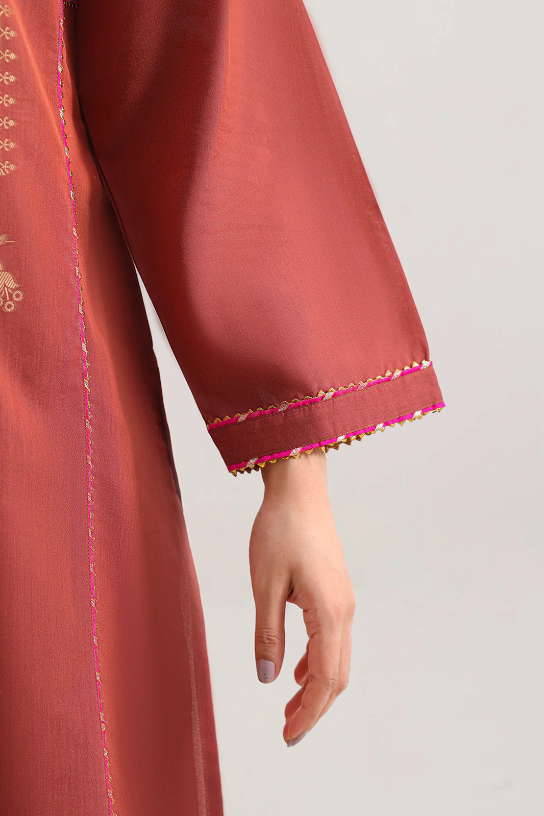 Luxury Pret Cotton Jacquard Embroidered Stitched (Shirt/Trouser) - Image 3