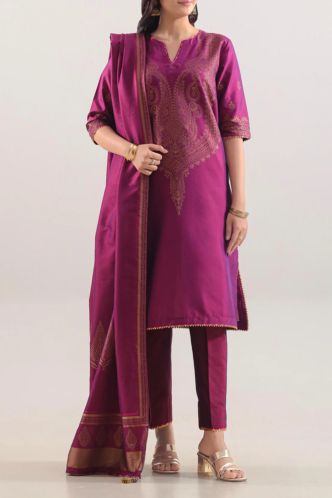 Luxury Pret Cotton Jacquard Stitched 2 Piece Shirt/Dupatta