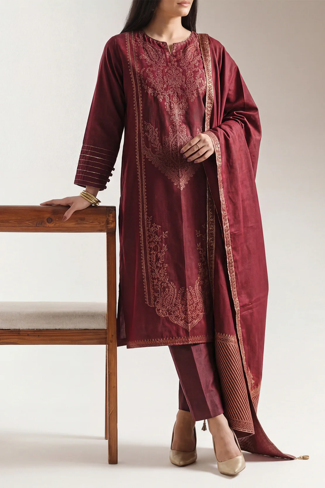 Luxury Pret  Cotton Jacquard Stitched 2 Piece (Shirt/Trouser)