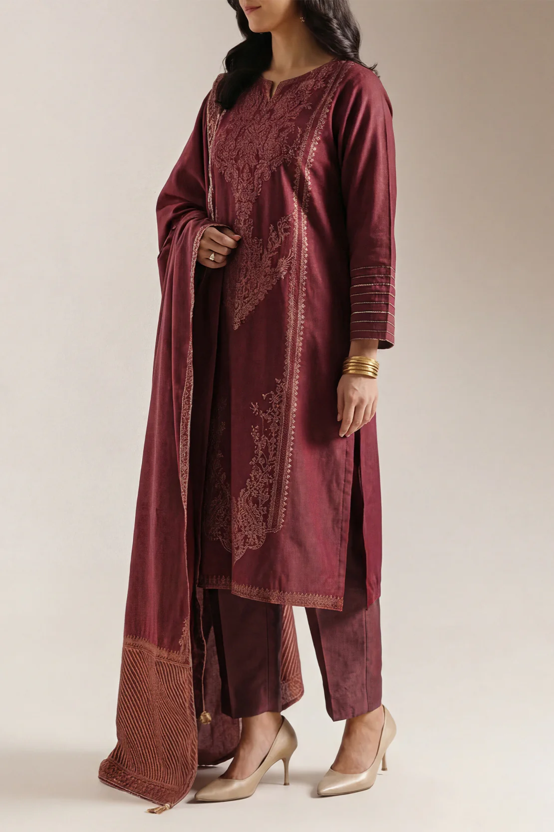 Luxury Pret  Cotton Jacquard Stitched 2 Piece (Shirt/Trouser) - Image 3