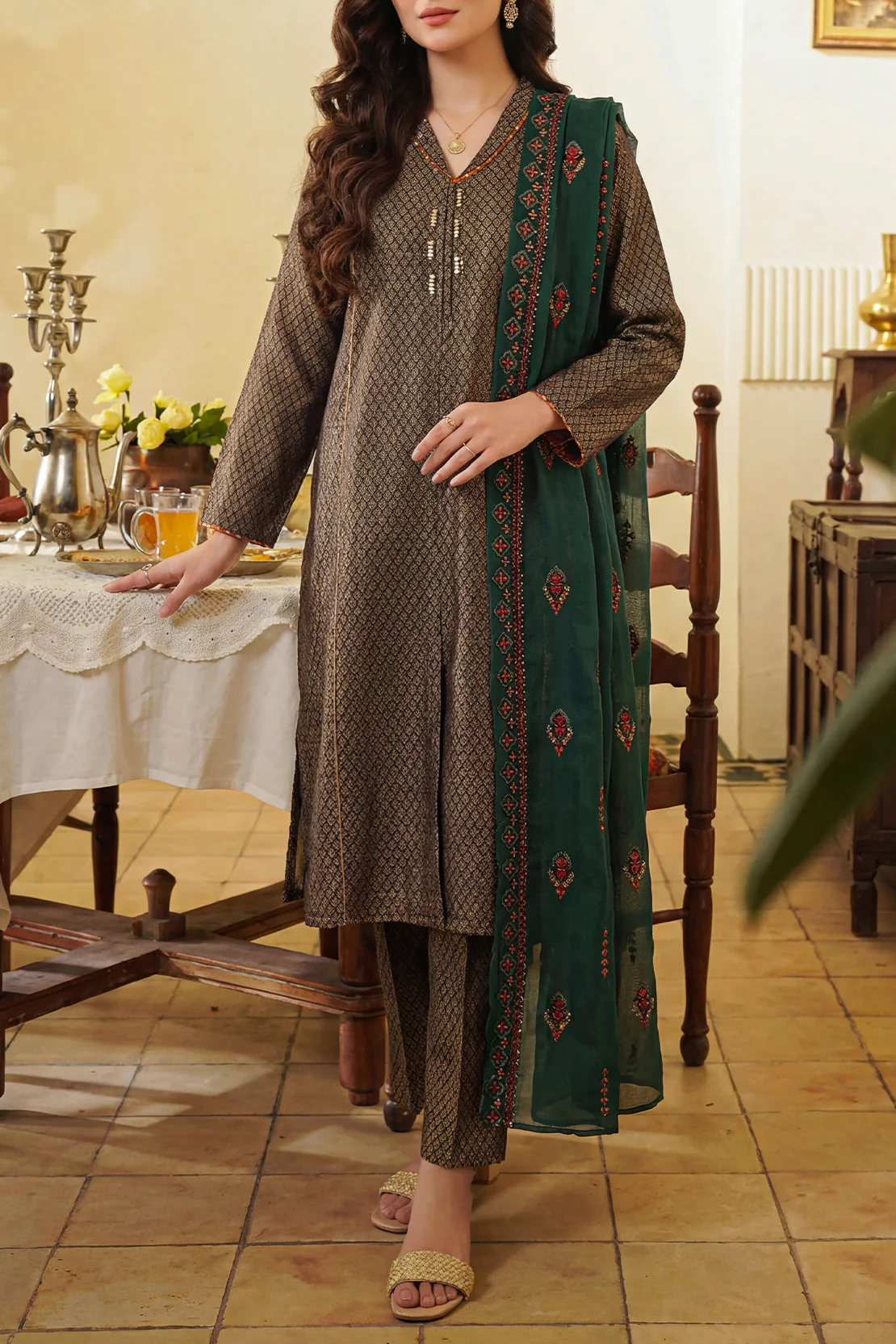 Luxury Pret Cotton Jacquard Stitched 2 Piece (Shirt/Trouser)