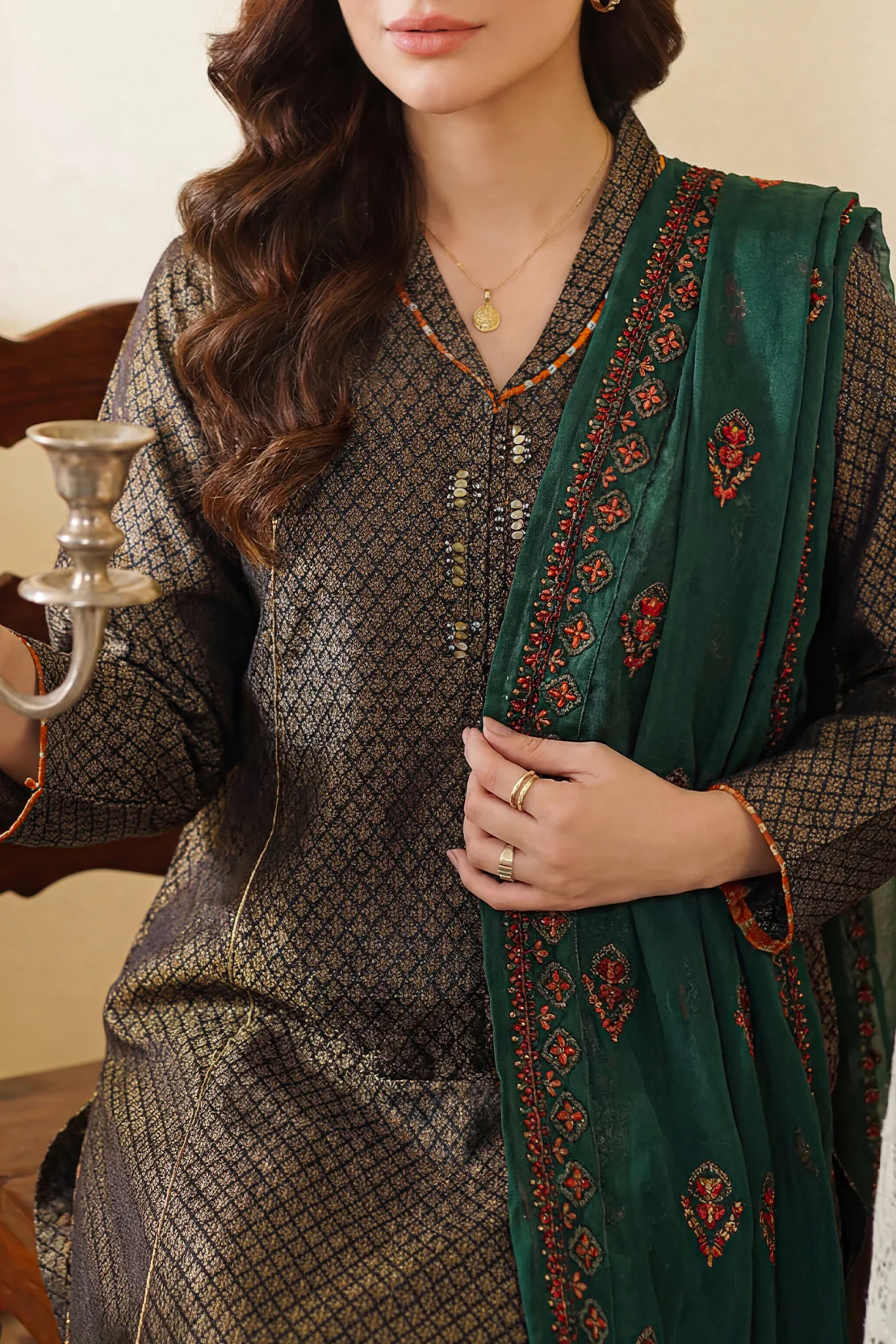Luxury Pret Cotton Jacquard Stitched 2 Piece (Shirt/Trouser) - Image 3
