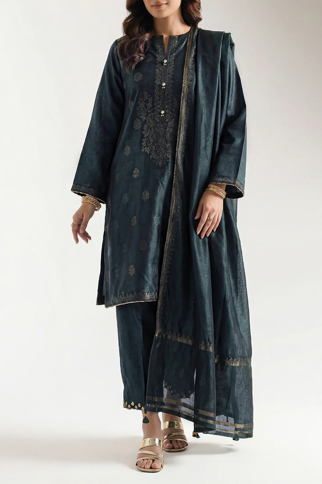 Luxury Pret Cotton Jacquard Stitched 2 Piece (Shirt/Trouser) - Image 2