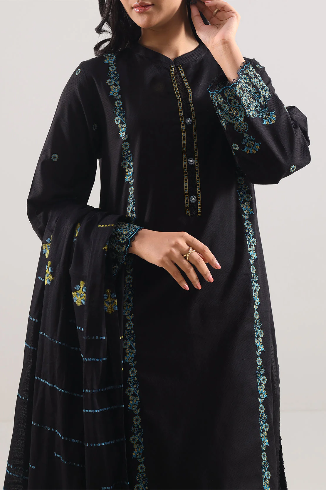 Luxury Pret  Cotton Jacquard Stitched 2 Piece (Shirt/Trouser) - Image 2