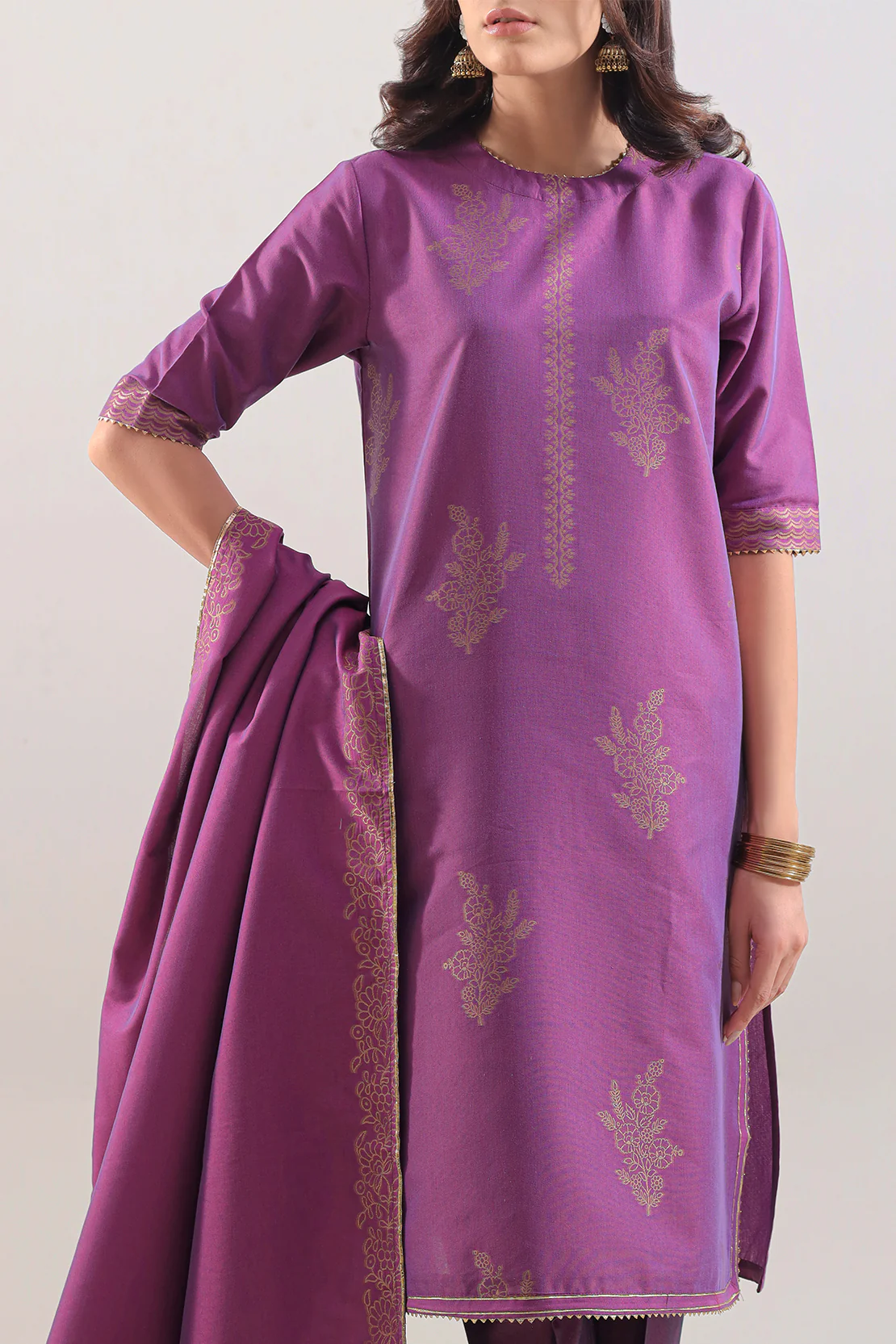Luxury Pret Cotton Jacquard Stitched 3 Piece - Image 3
