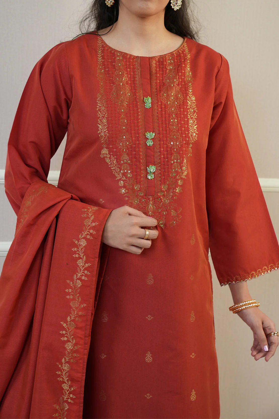 Luxury Pret Cotton Jacquard Stitched 3 Piece
