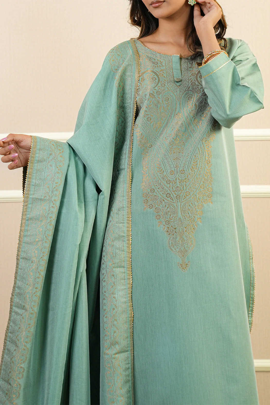 Luxury Pret Cotton Jacquard Stitched 3 Piece