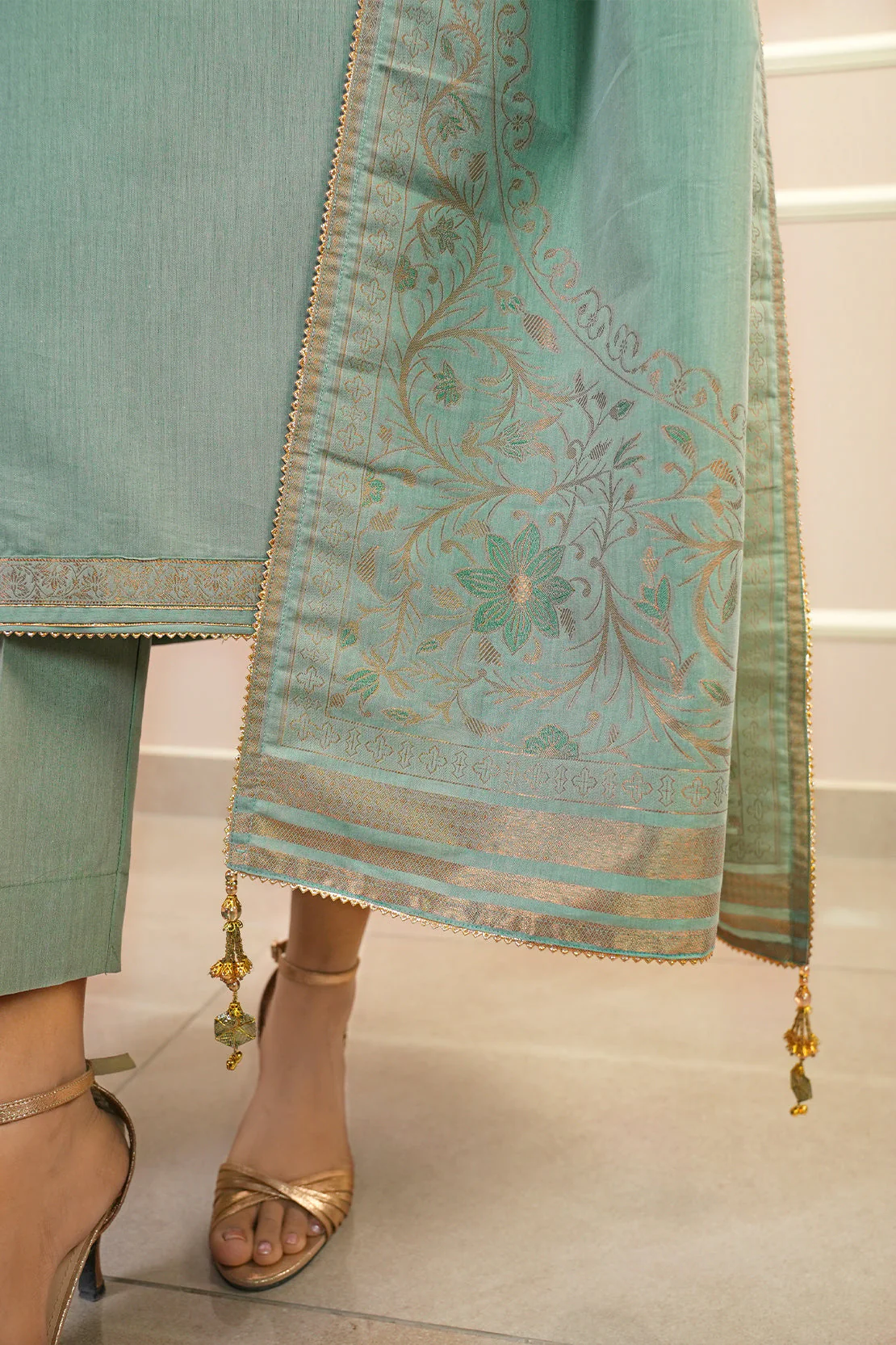 Luxury Pret Cotton Jacquard Stitched 3 Piece - Image 9