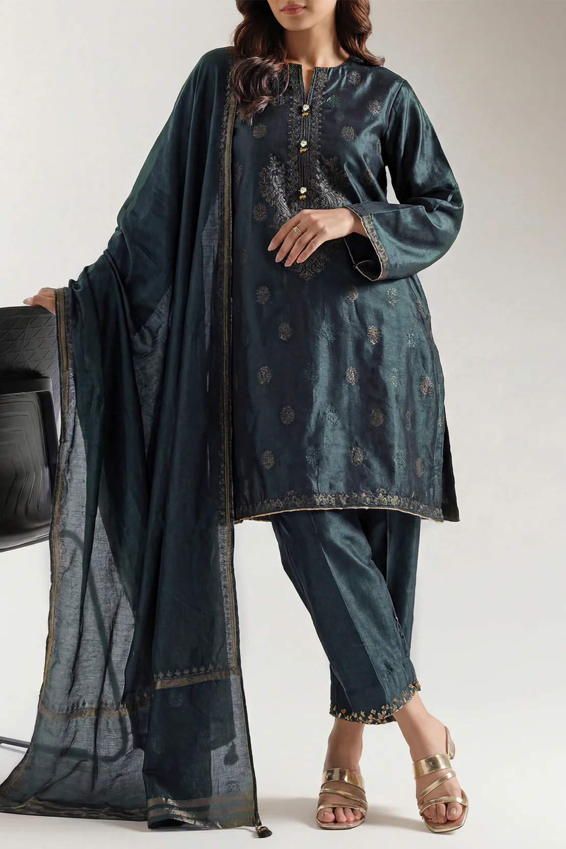 Luxury Pret Cotton Jacquard Stitched 3 Piece