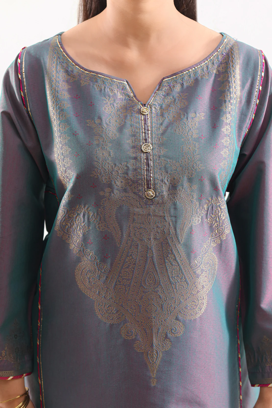 Luxury Pret Cotton Jacquard Stitched 3 Piece - Image 4