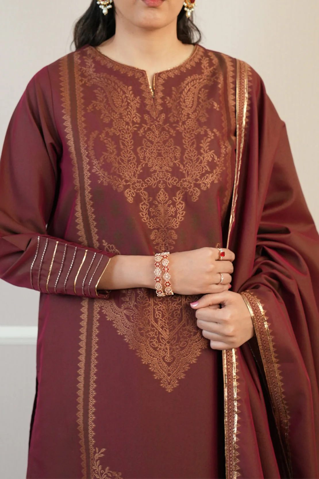 Luxury Pret Cotton Jacquard Stitched Shirt