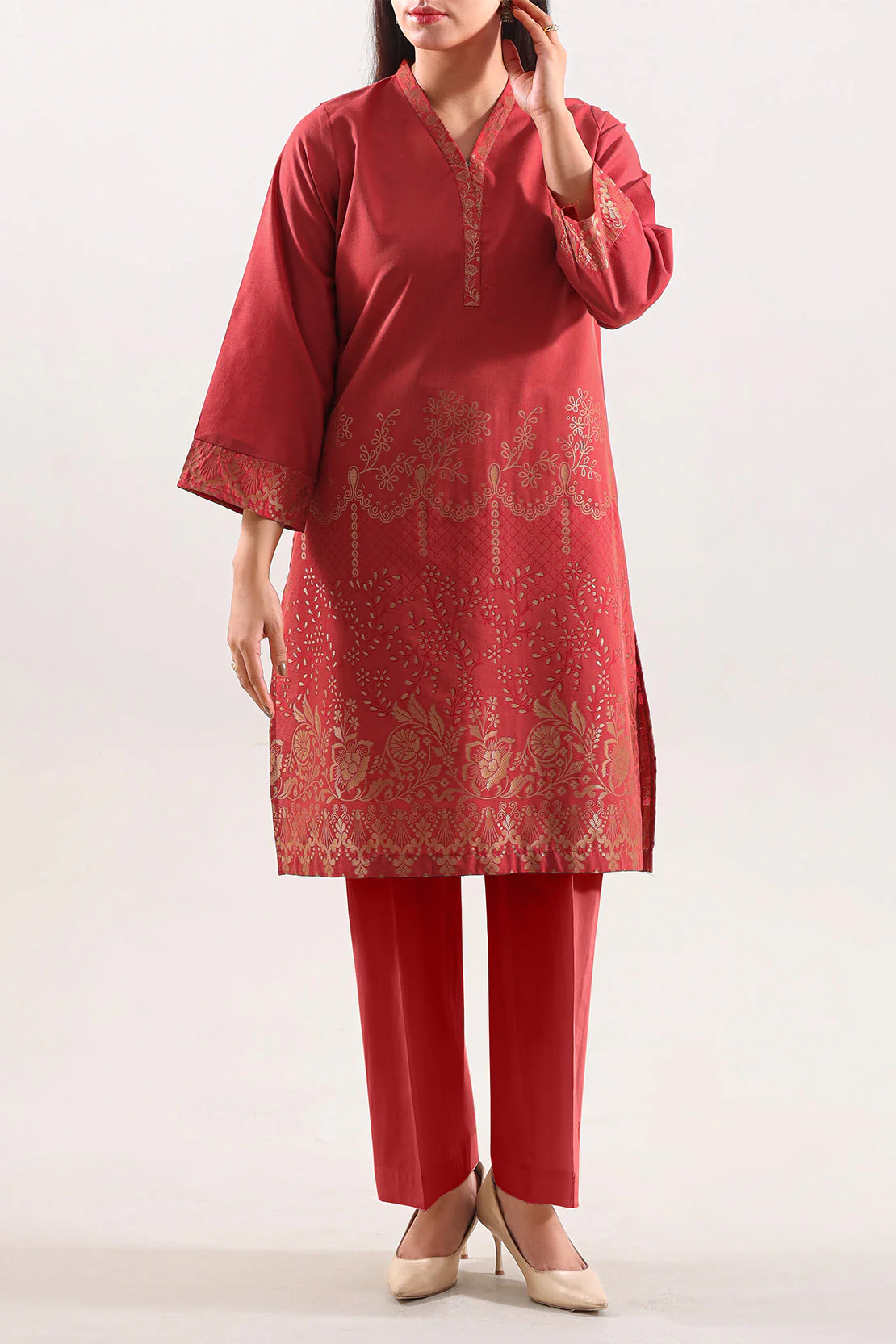 Luxury Pret Cotton Jacquard Stitched Shirt - Image 3