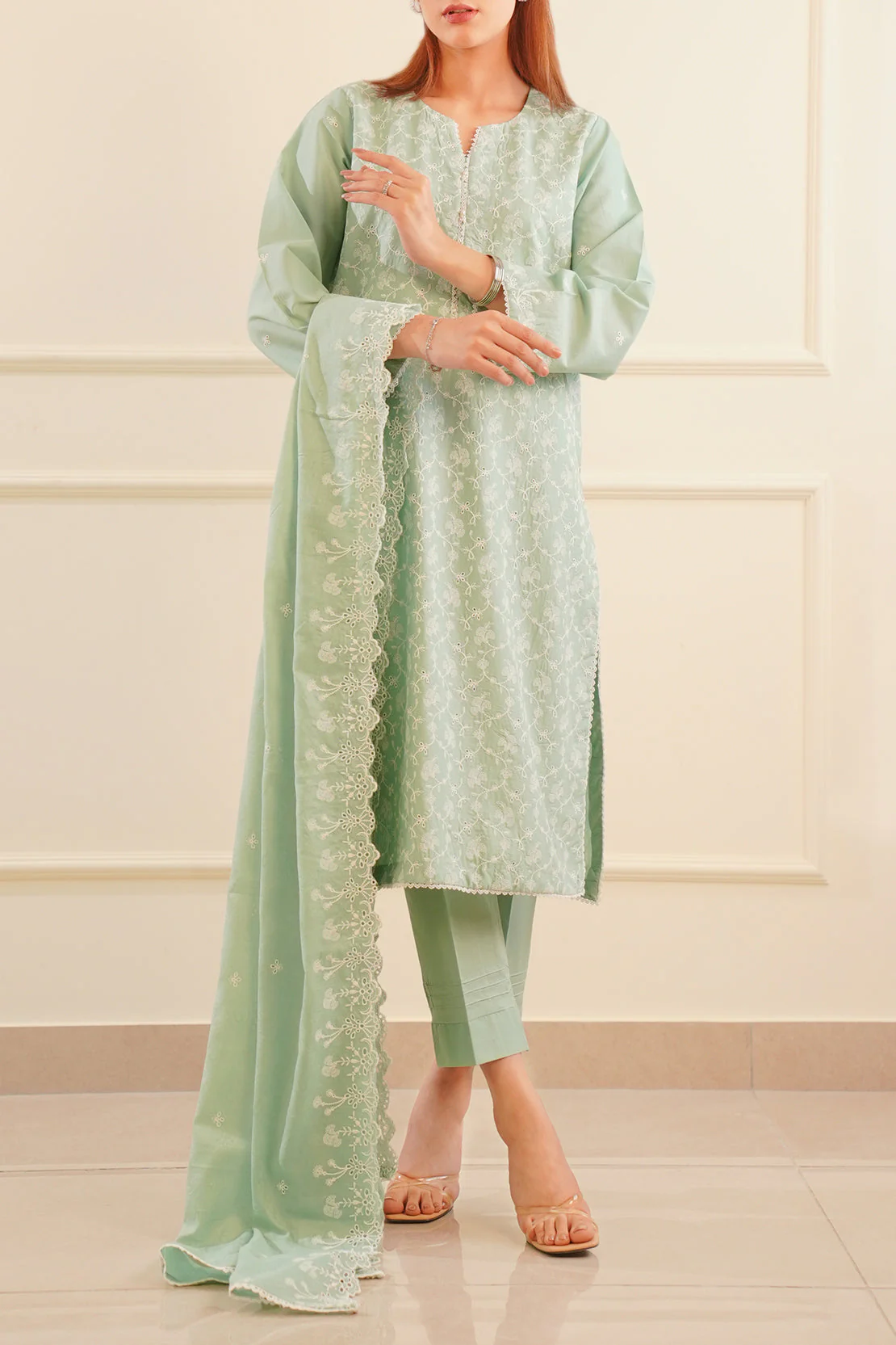 Luxury Pret Emb Cotton Stitched 3 Piece - Image 2