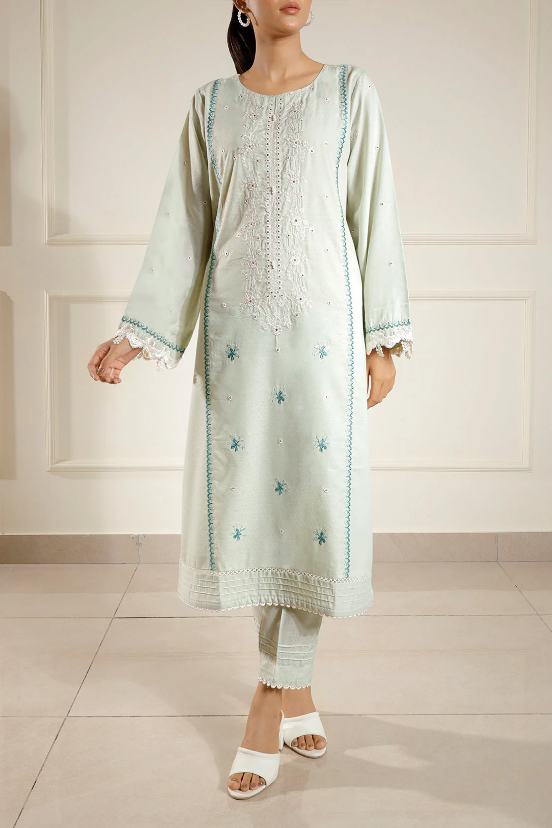 Luxury Pret Embroidered Cotton Jacquard Shirt