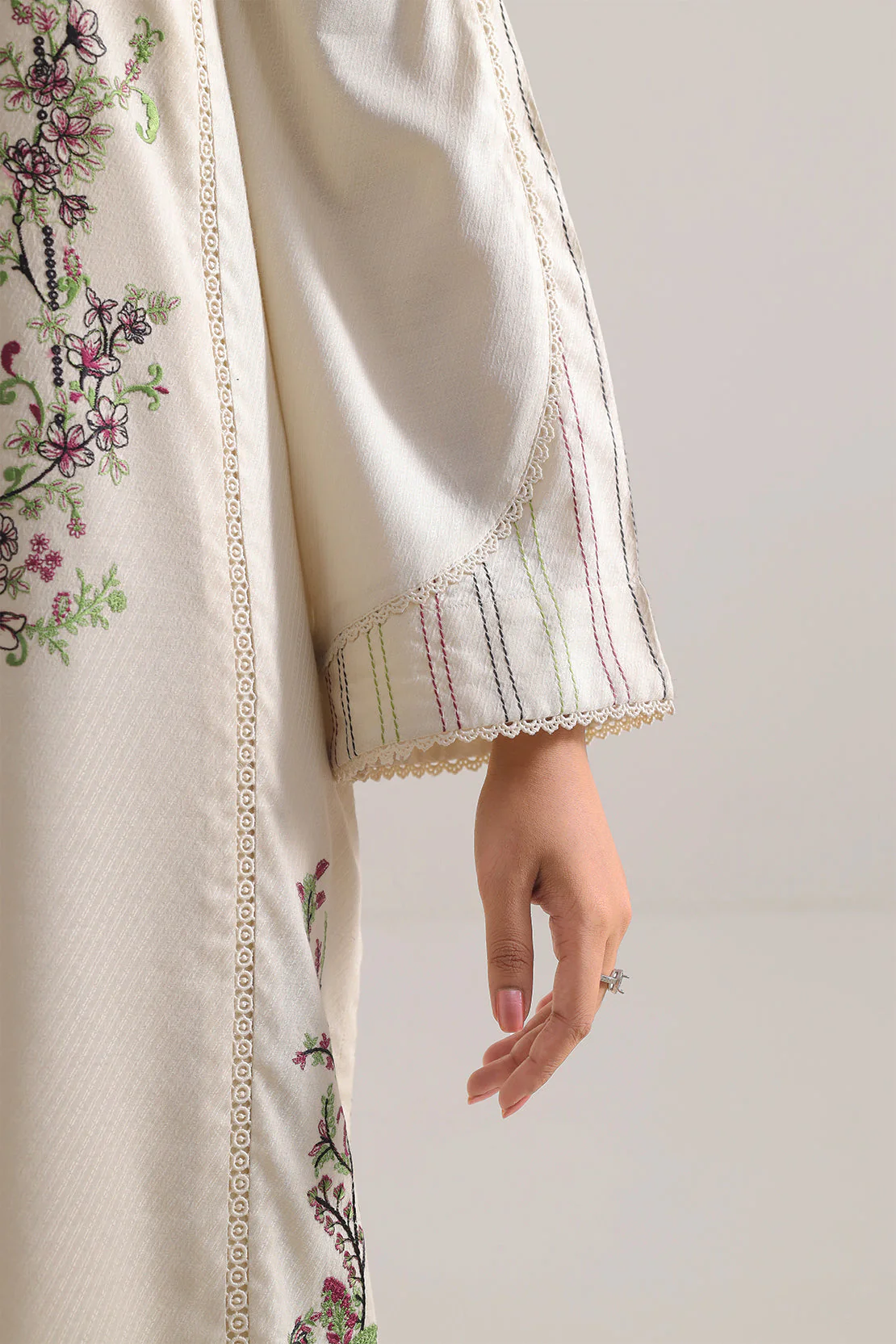 Luxury Pret Embroidered Cotton Jacquard Shirt - Image 4