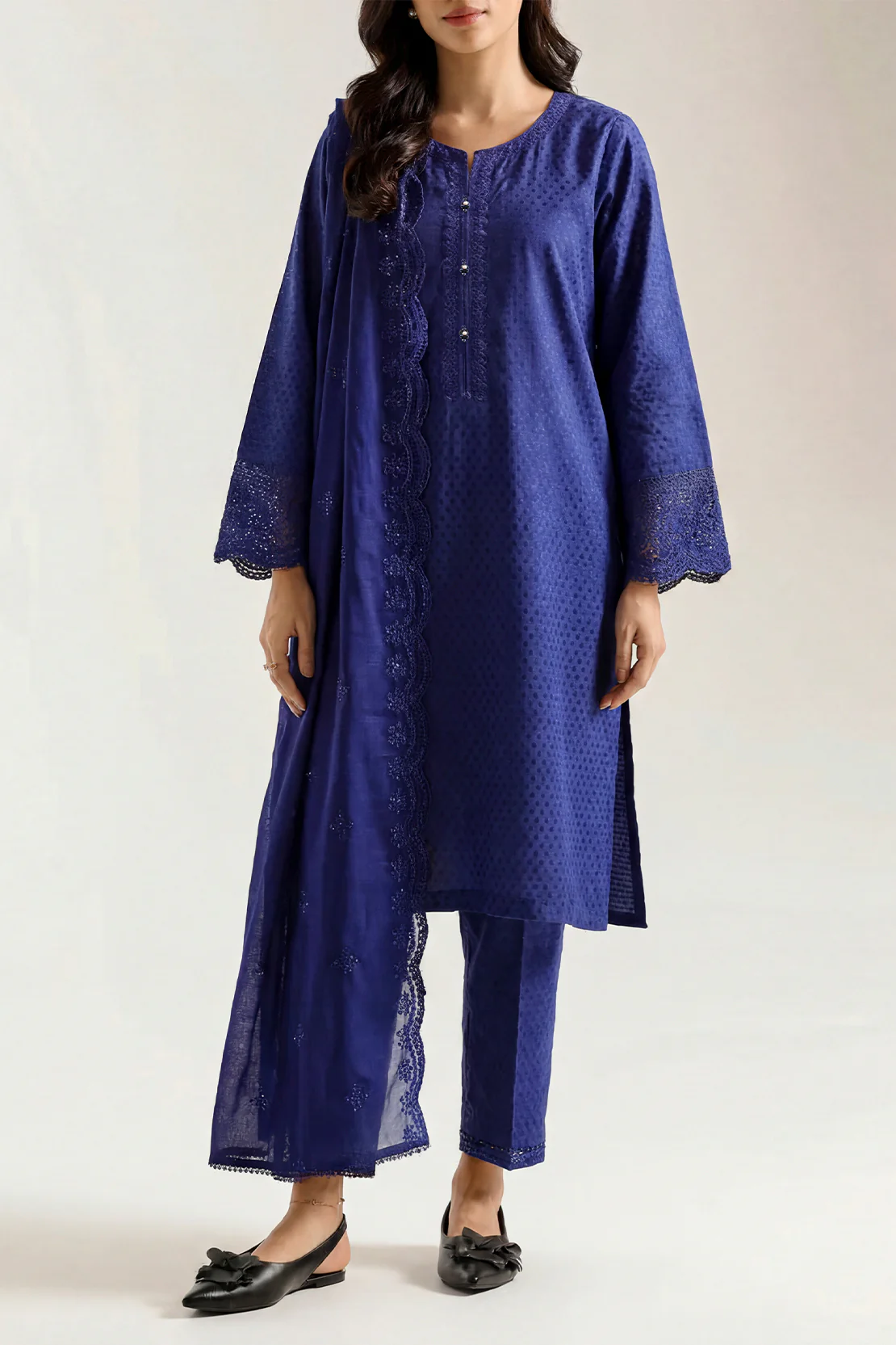 Luxury Pret Embroidered Cotton Jacquard Shirt