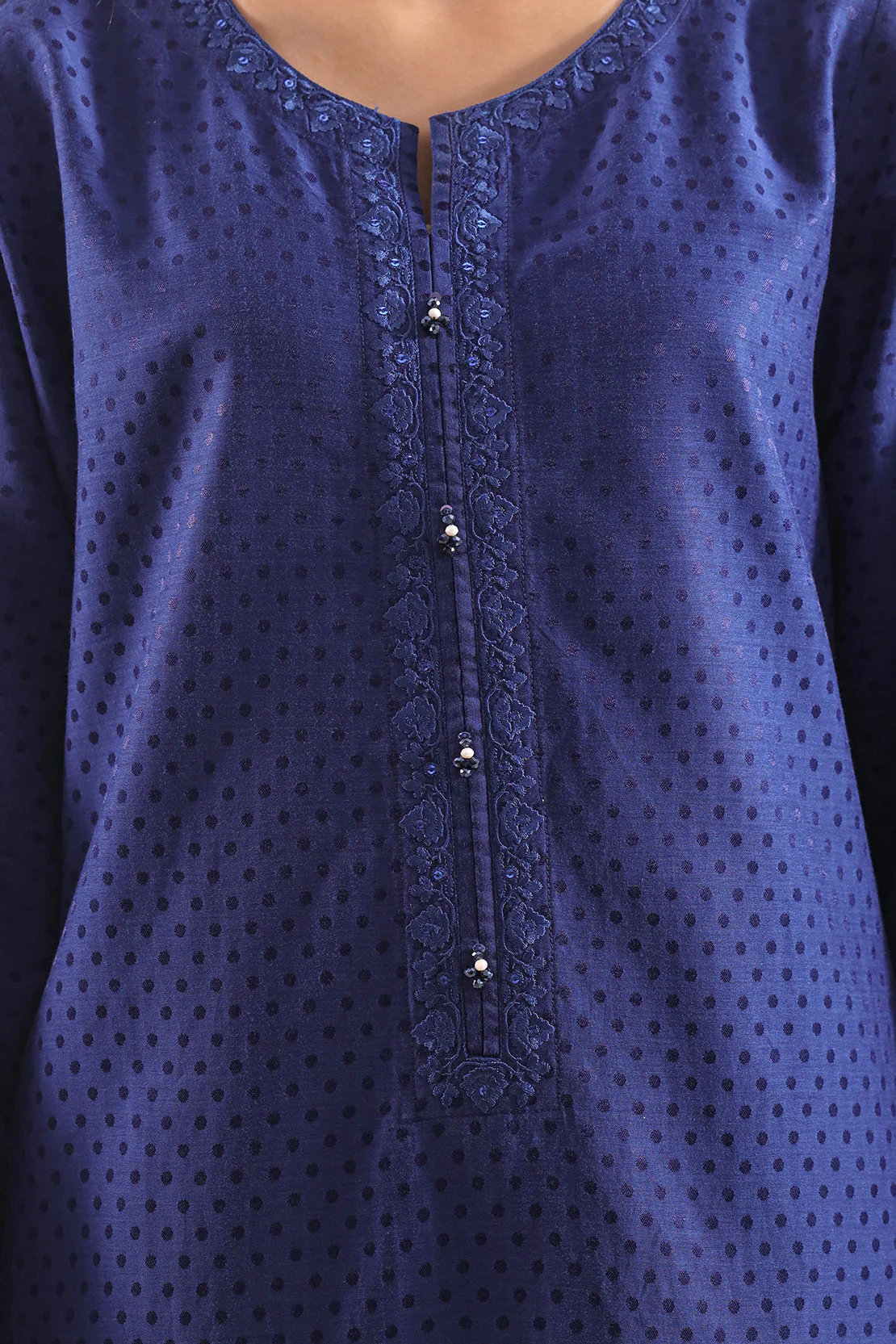 Luxury Pret Embroidered Cotton Jacquard Shirt - Image 3