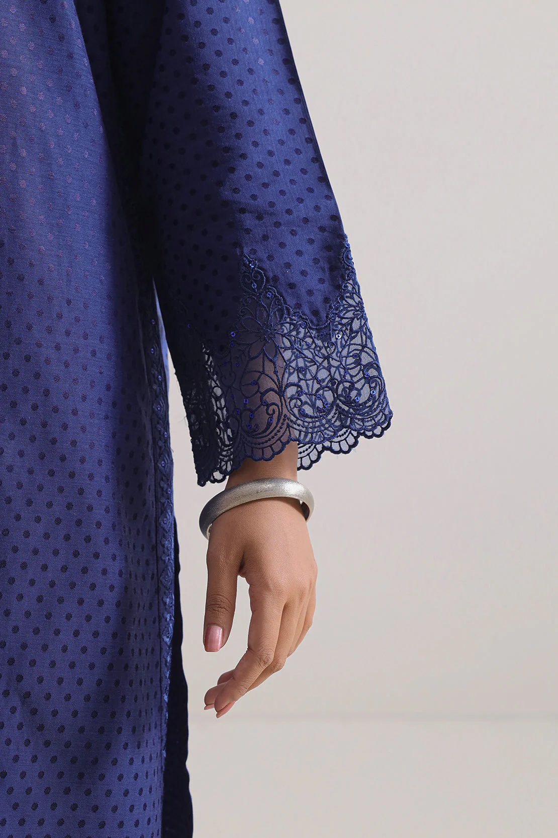 Luxury Pret Embroidered Cotton Jacquard Shirt - Image 4
