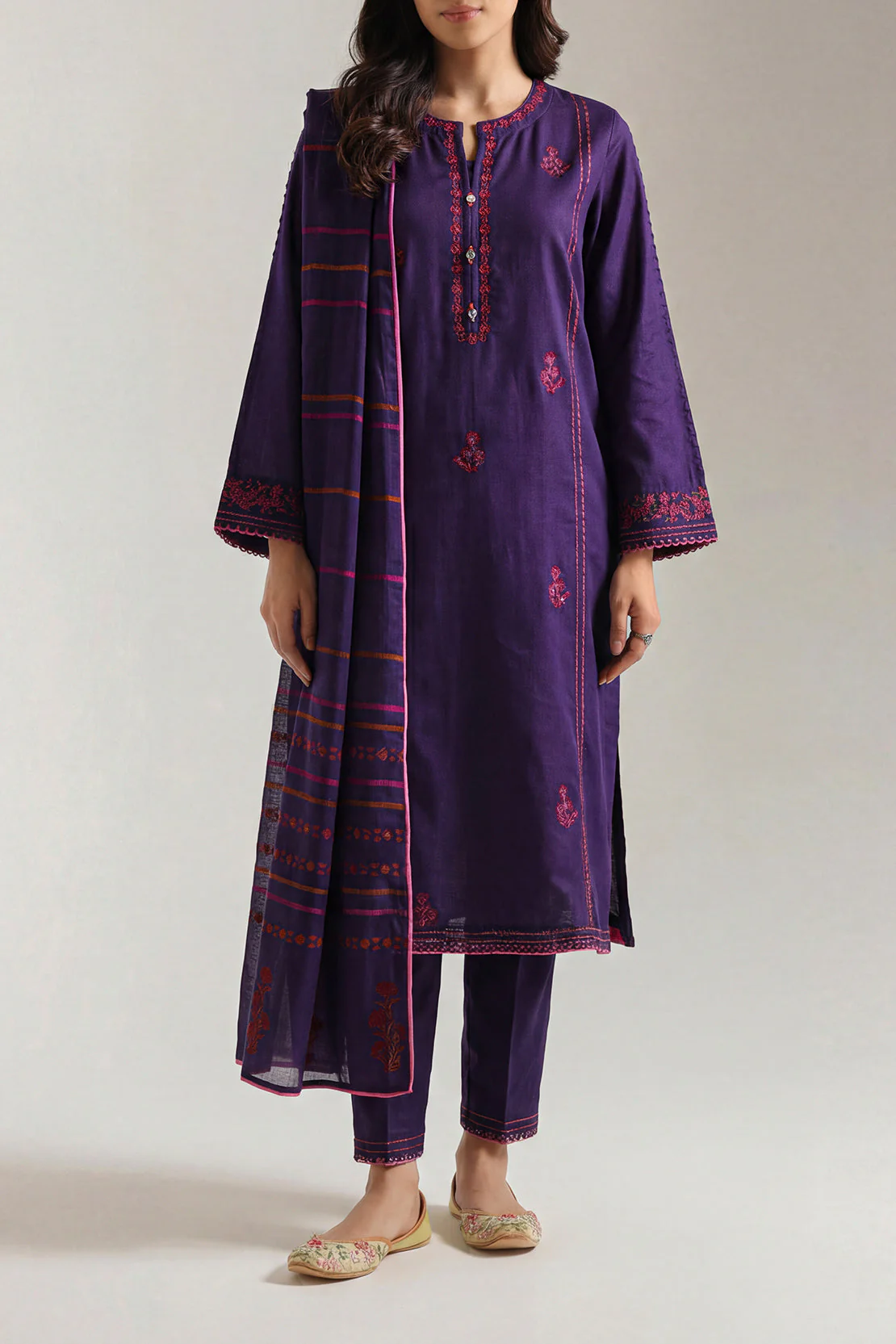 Luxury Pret Embroidered Cotton Jacquard Shirt - Image 2