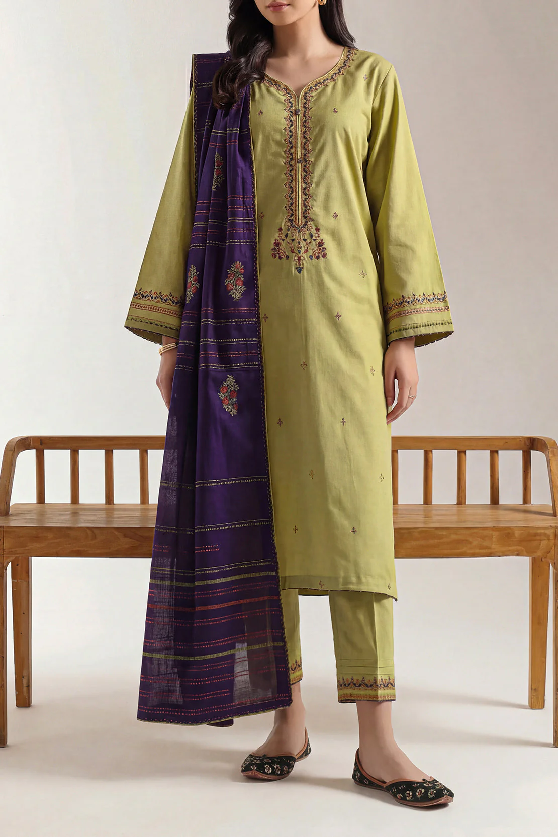Luxury Pret Embroidered Cotton Jacquard Shirt