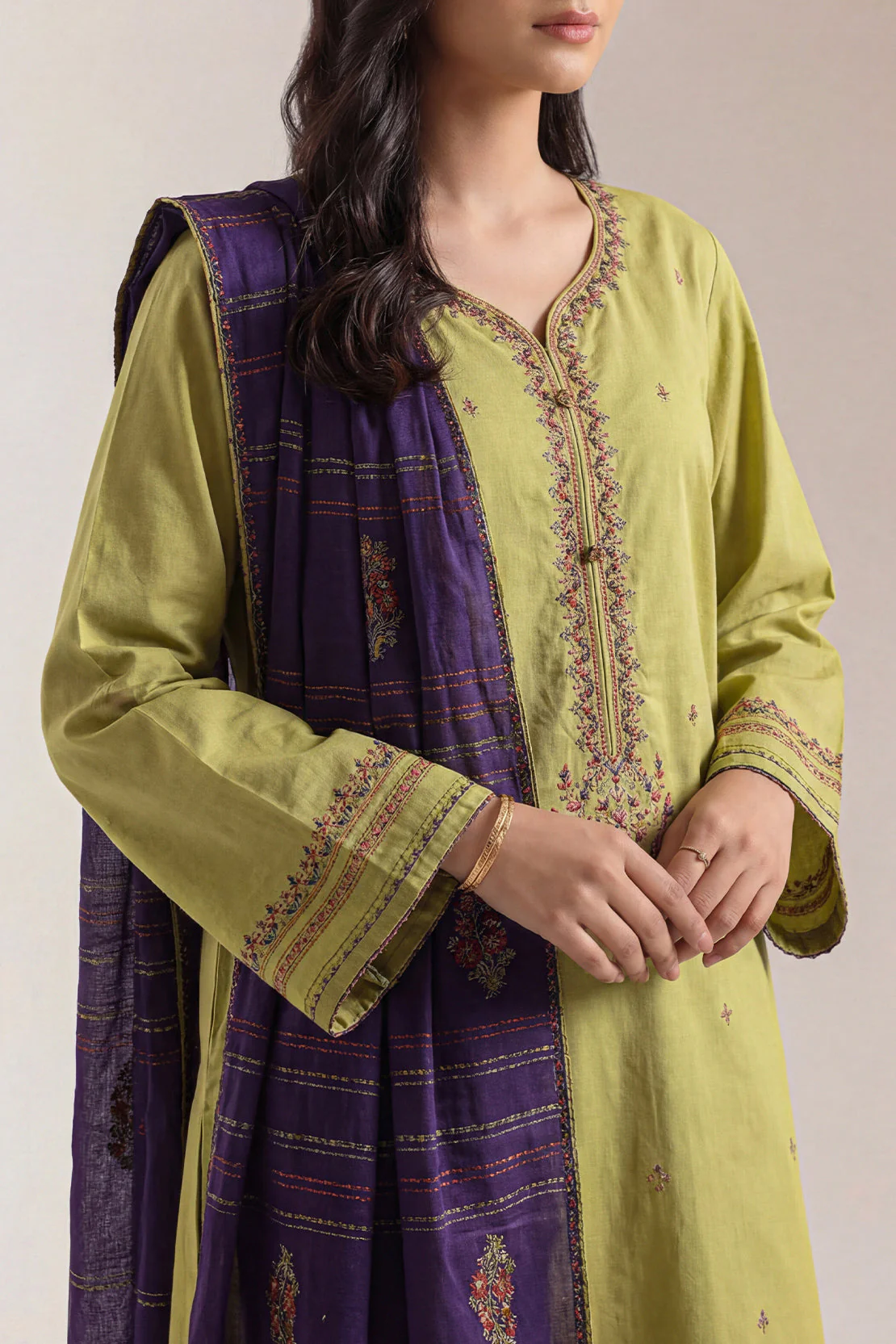 Luxury Pret Embroidered Cotton Jacquard Shirt - Image 2