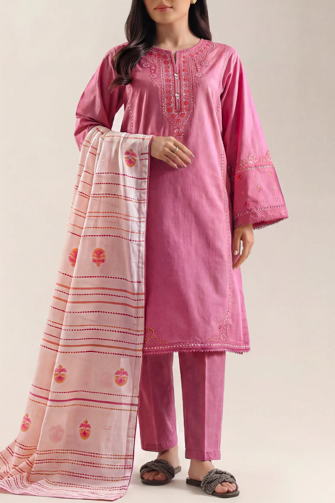 Luxury Pret Embroidered Cotton Jacquard Shirt