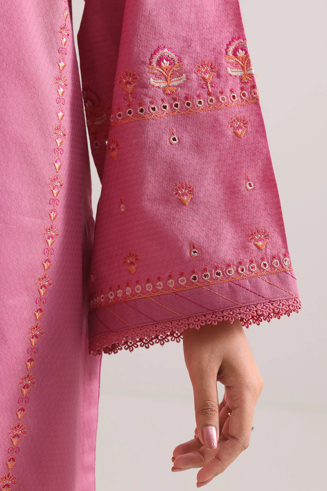 Luxury Pret Embroidered Cotton Jacquard Shirt - Image 5