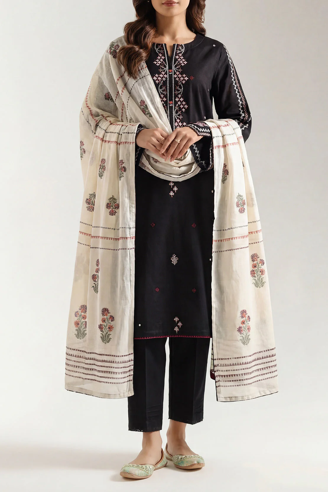 Luxury Pret Embroidered Cotton Jacquard Shirt