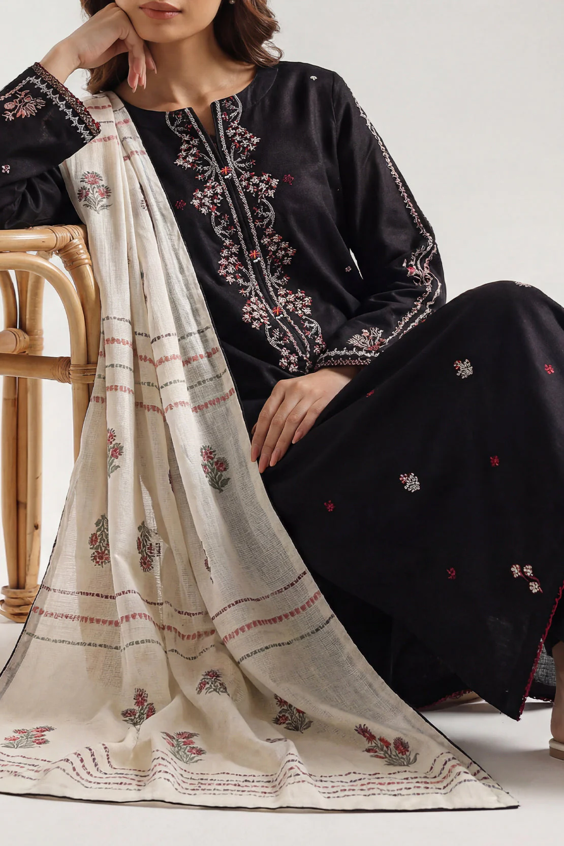 Luxury Pret Embroidered Cotton Jacquard Shirt - Image 2