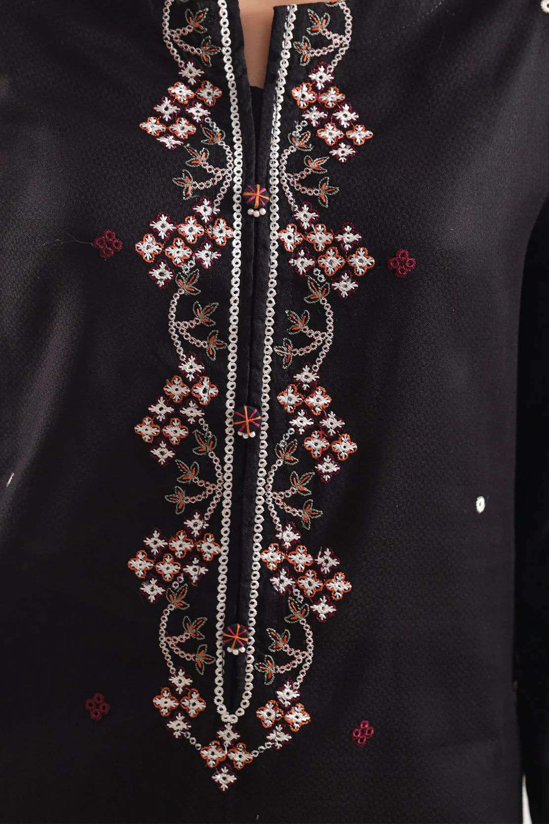 Luxury Pret Embroidered Cotton Jacquard Shirt - Image 4
