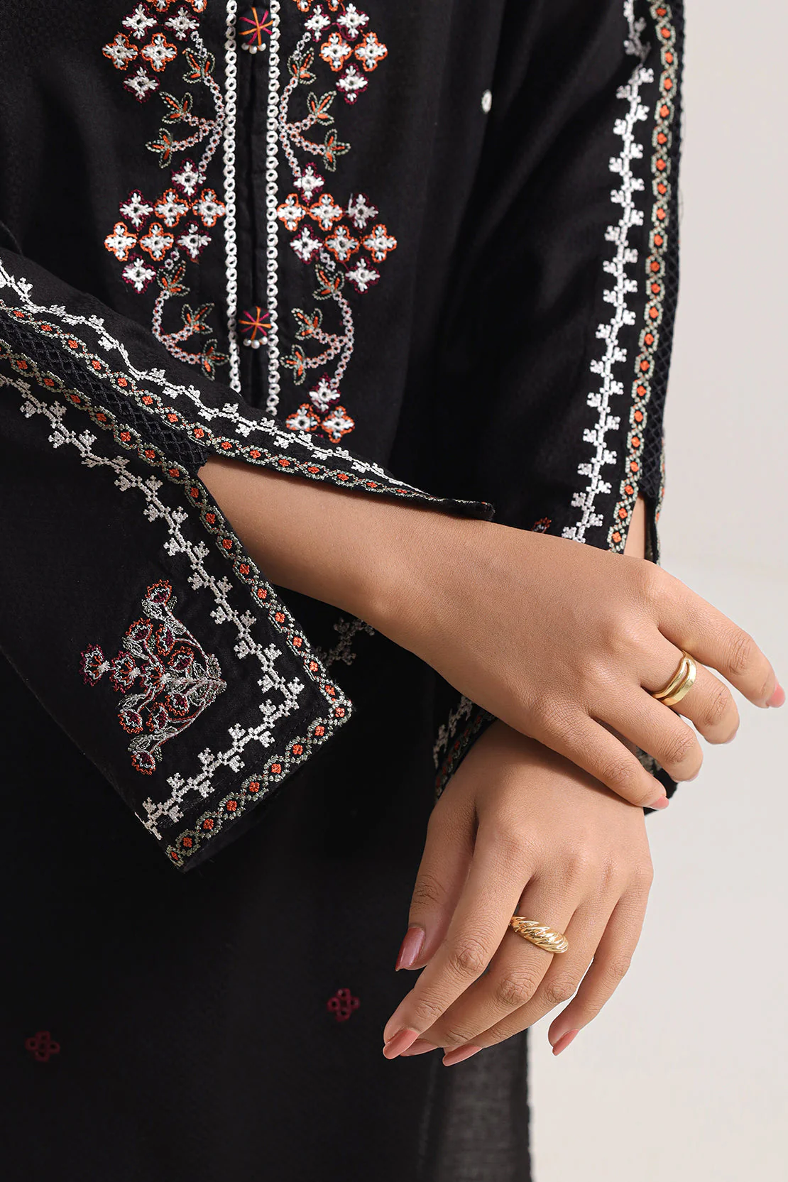 Luxury Pret Embroidered Cotton Jacquard Shirt - Image 5