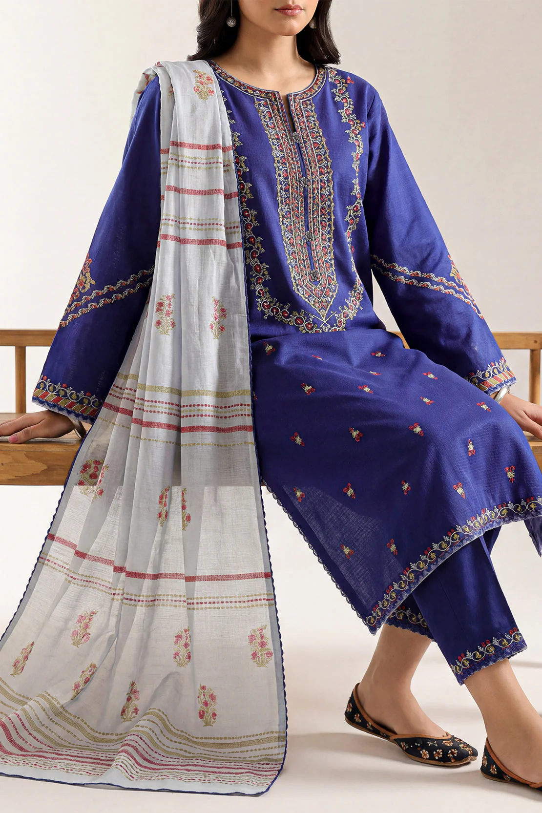 Luxury Pret Embroidered Cotton Jacquard Shirt