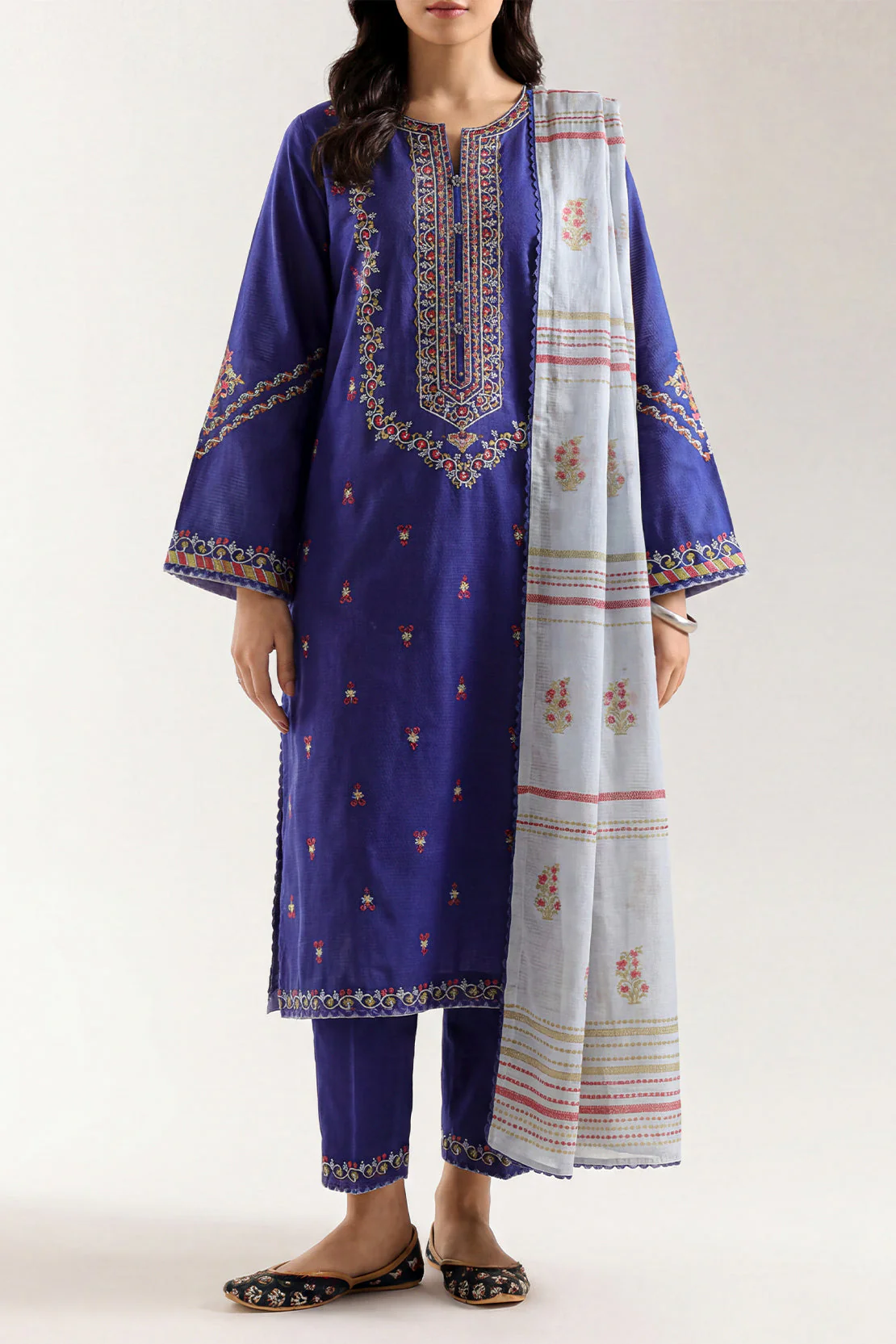 Luxury Pret Embroidered Cotton Jacquard Shirt - Image 3