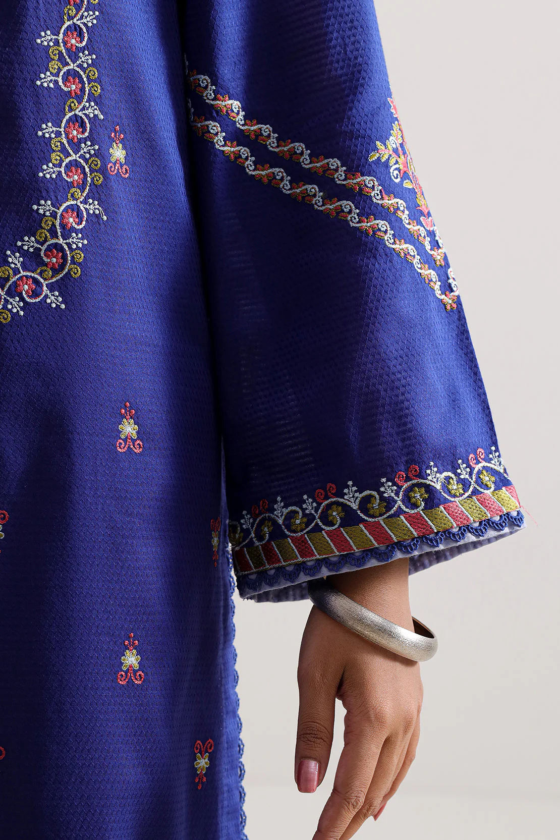 Luxury Pret Embroidered Cotton Jacquard Shirt - Image 5