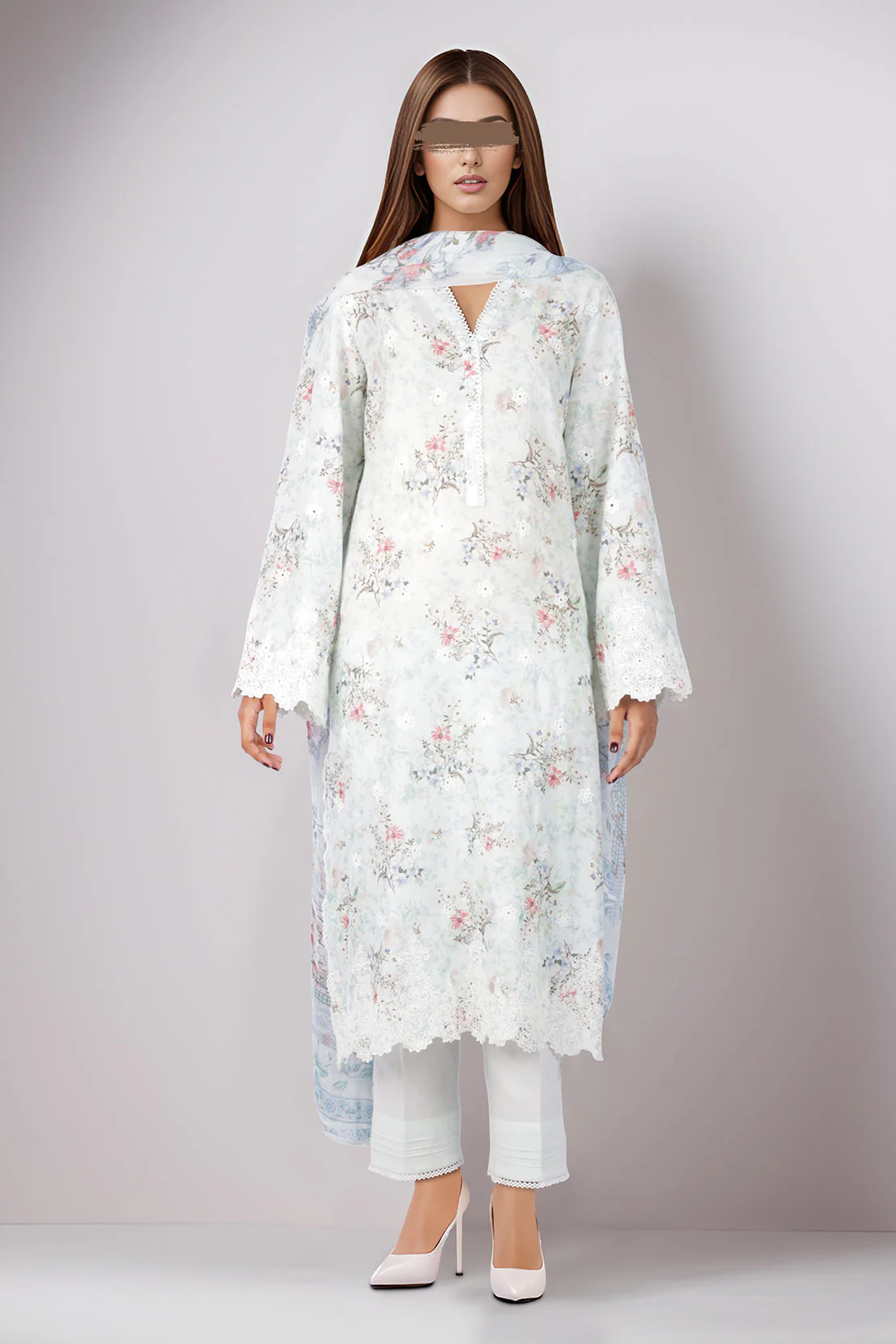 Luxury Pret Embroidered Cotton Jacquard Stitched 3 Piece - Image 2