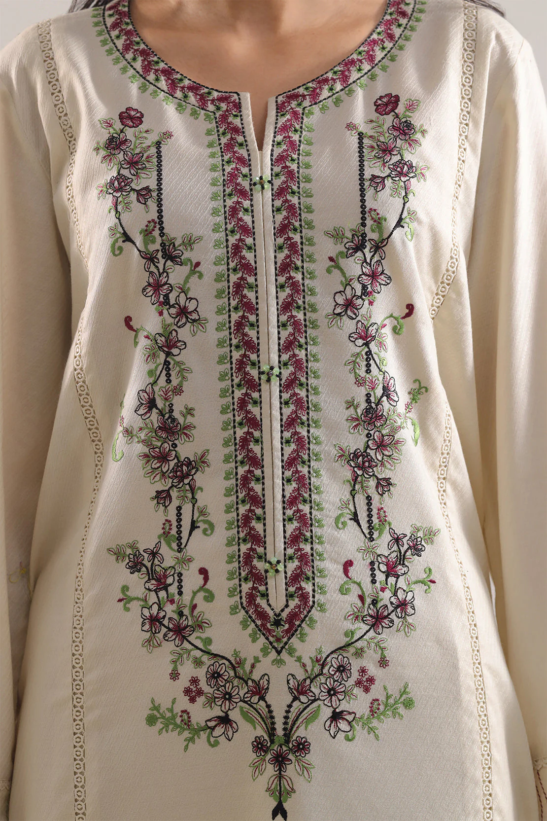 Luxury Pret Embroidered Cotton Jacquard Stitched 3 Piece - Image 3