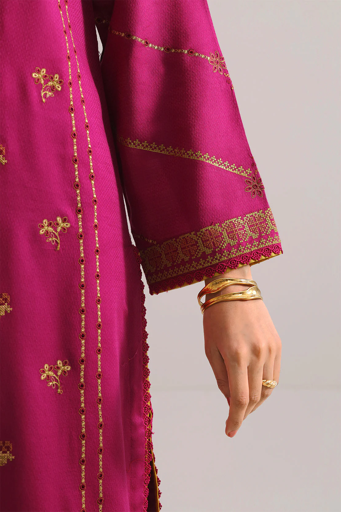 Luxury Pret Embroidered Cotton Jacquard Stitched 3 Piece - Image 5