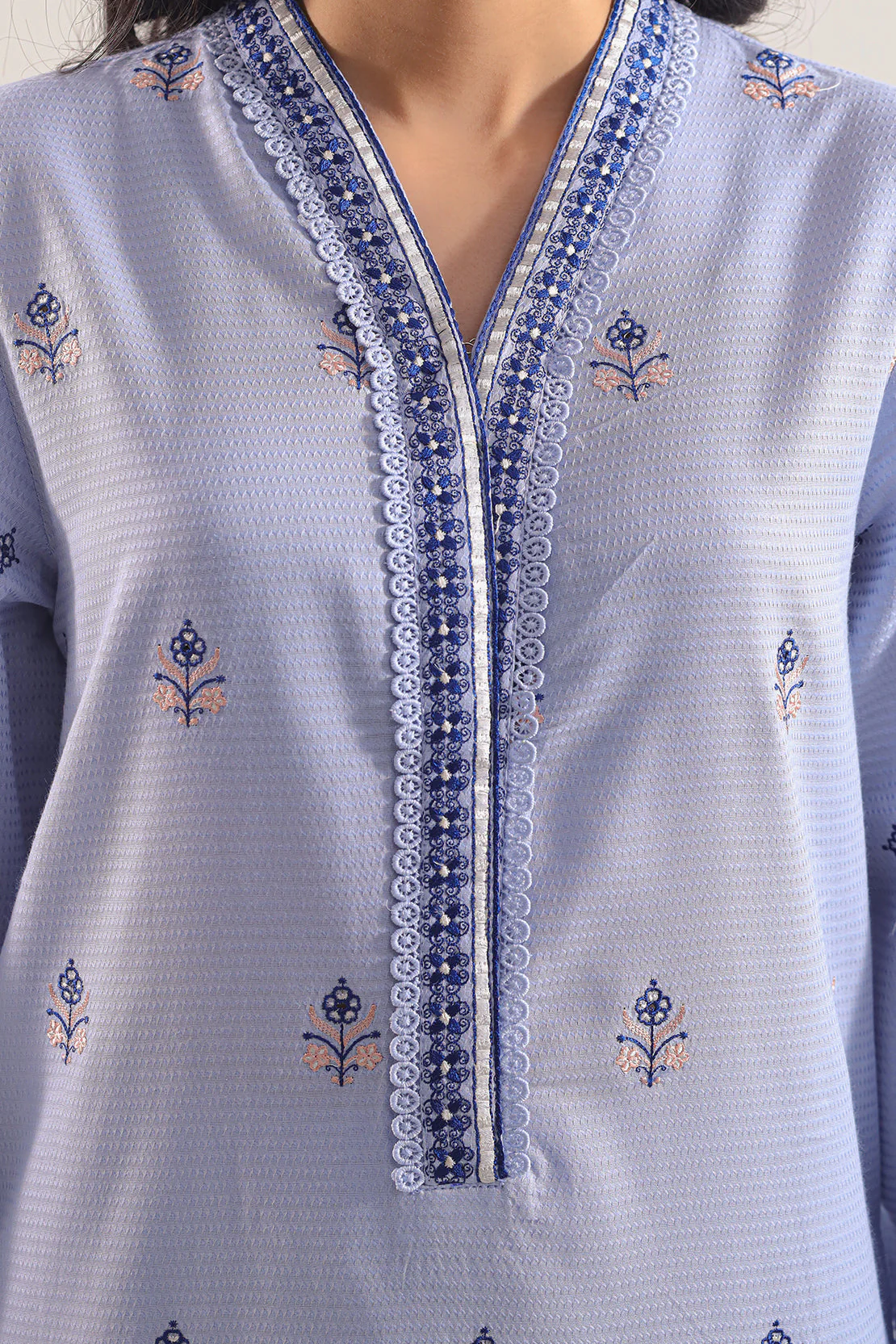 Luxury Pret Embroidered Cotton Jacquard Stitched 3 Piece - Image 3