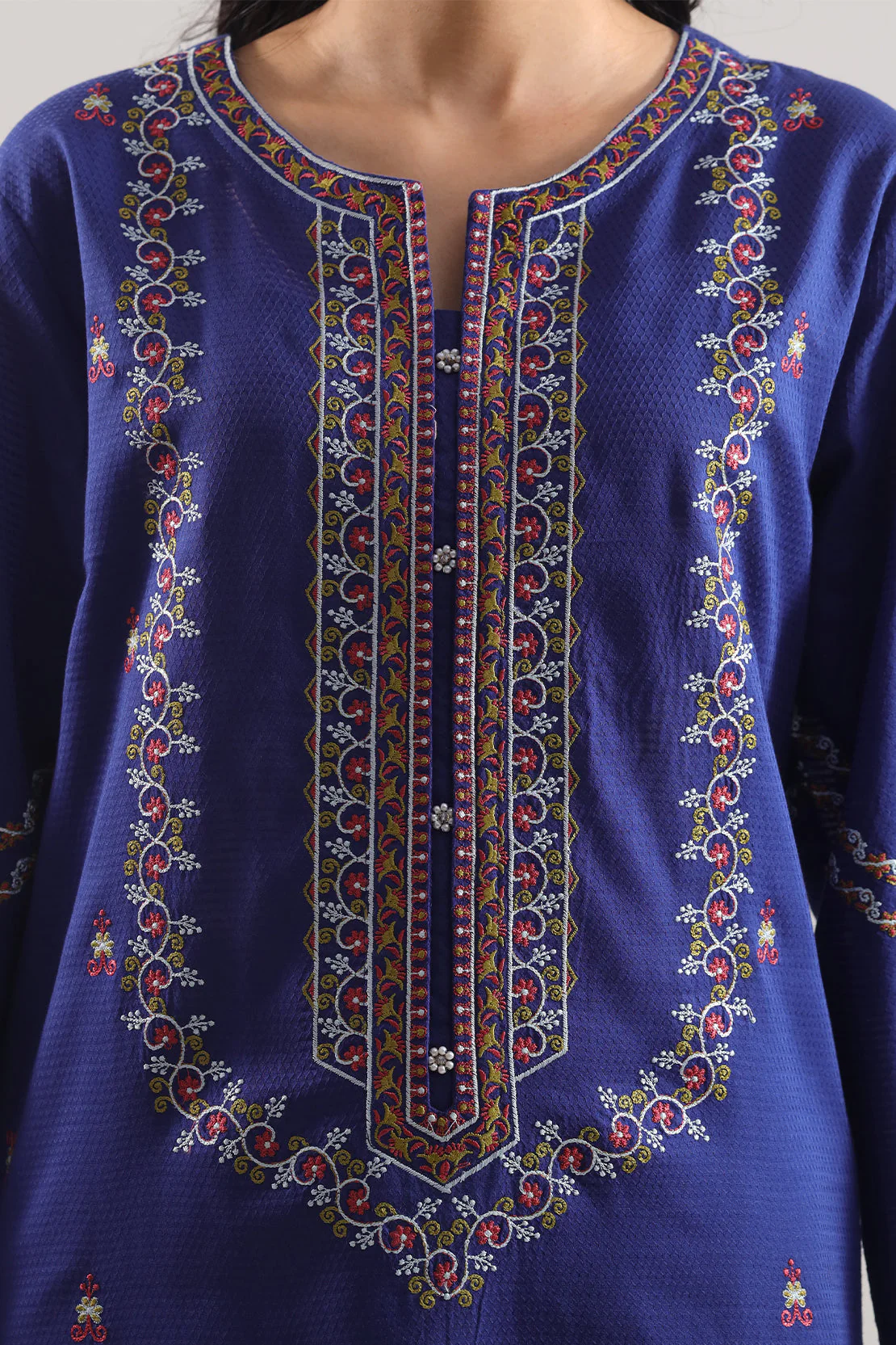 Luxury Pret Embroidered Cotton Jacquard Stitched 3 Piece - Image 4