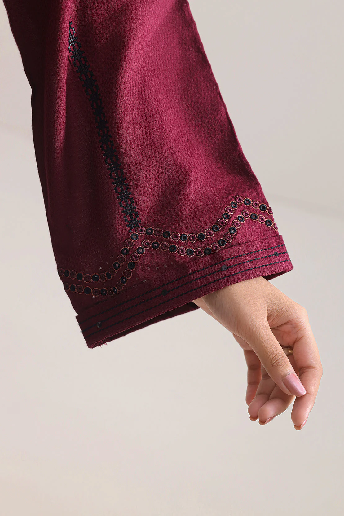 Luxury Pret Embroidered Cotton Jacquard Stitched 3 Piece - Image 5