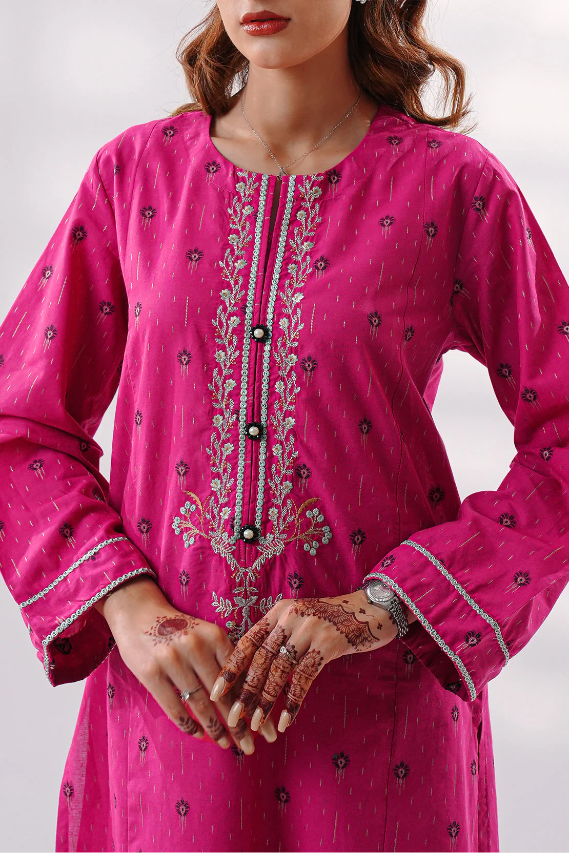 Luxury Pret Embroidered Cotton Jacquard Stitched (Shirt/Trouser)