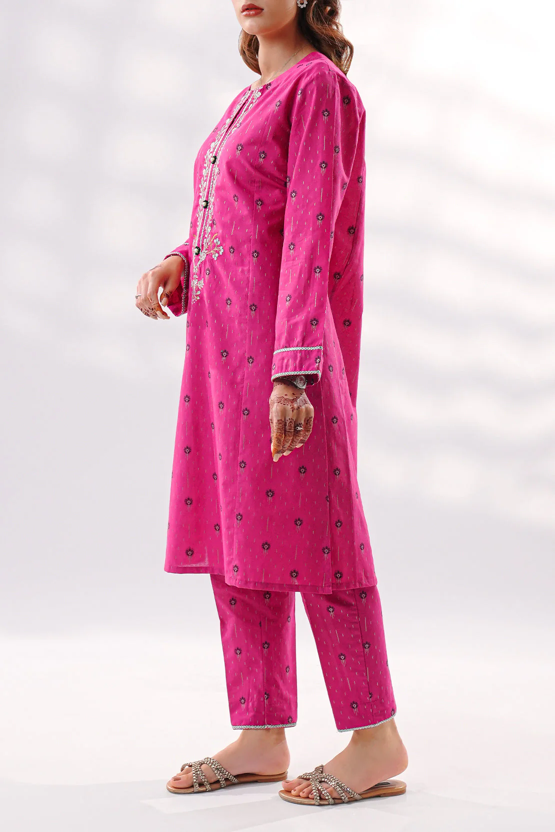Luxury Pret Embroidered Cotton Jacquard Stitched (Shirt/Trouser) - Image 4