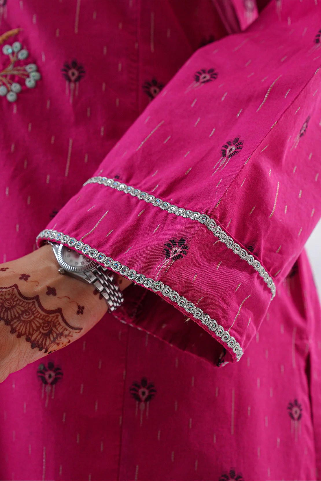 Luxury Pret Embroidered Cotton Jacquard Stitched (Shirt/Trouser) - Image 6