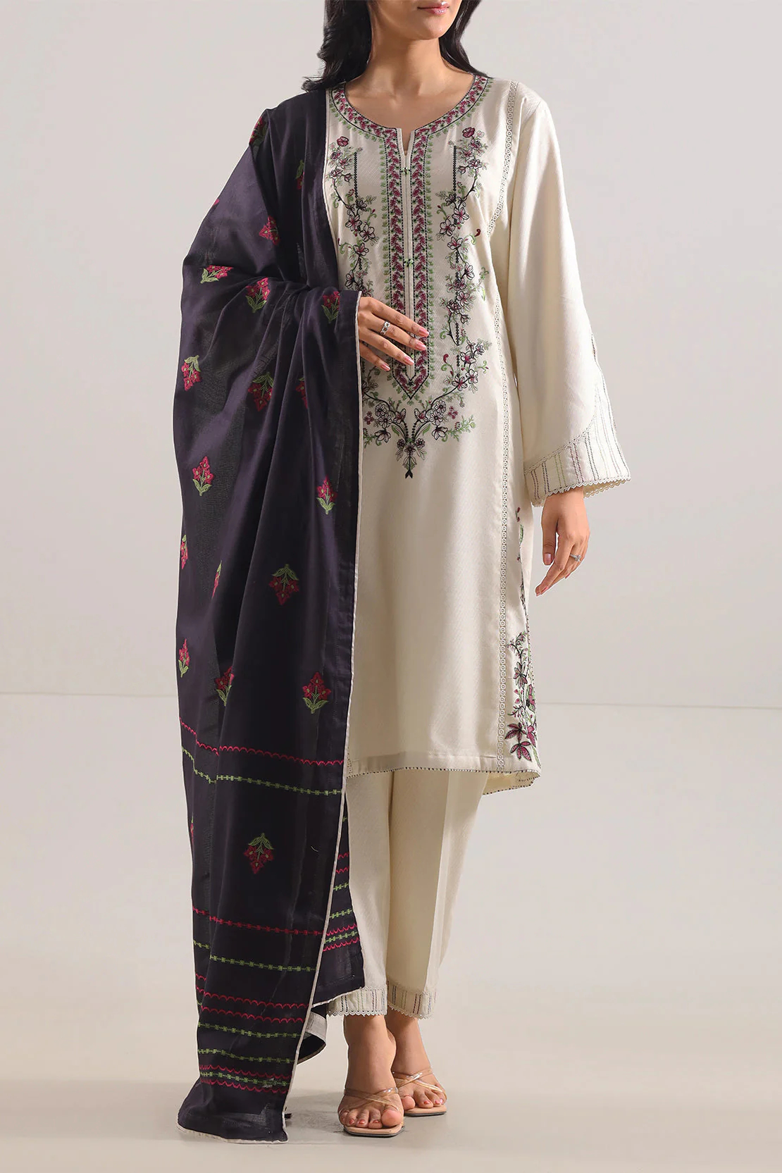 Luxury Pret Embroidered  Cotton Jacquard  Stitched (Shirt/Trouser)