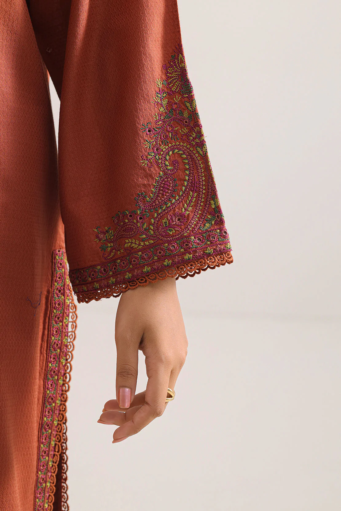 Luxury Pret Embroidered Cotton Jacquard Stitched (Shirt/Trouser) - Image 5